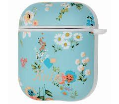 Чохол for AirPods Kutis Case blue/pink flowers