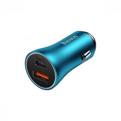 Автомобільний зарядний пристрій Baseus Golden Contactor Max 60W USB+Type-C blue
