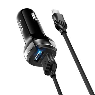 Автомобільний зарядний пристрій HOCO Z40 Superior 2USB/2,4A + Micro Cable Black