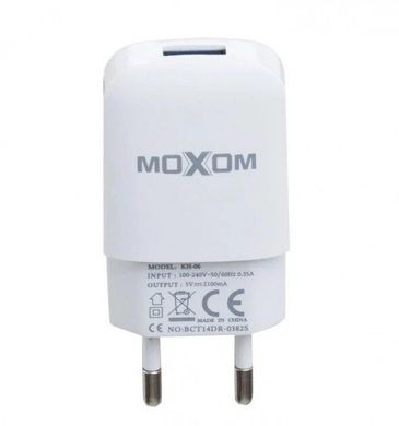Мережевий зарядний пристрій MOXOM KH-06 micro 2.1A 1usb white