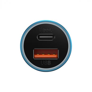 Автомобільний зарядний пристрій Baseus Golden Contactor Max 60W USB+Type-C blue