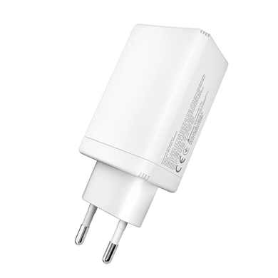 Мережевий зарядний пристрій Yoki Led Series YK-65 2Type-C + 1USB Gan PD 65W white