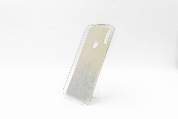 Силиконовый чехол блёстки+popsoket для Xiaomi Redmi 7 yellow