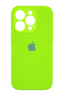 Силиконовый чехол Full Cover для iPhone 15 Pro Max neon green Full Camera