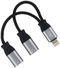 Перехідник XO NBR 160A audio adaptor Lightning to double Lightning black