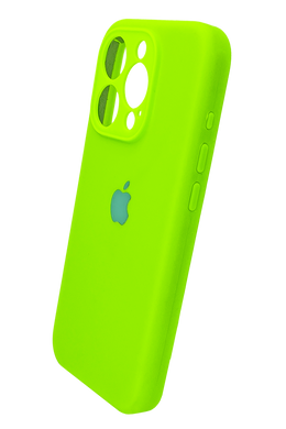 Силиконовый чехол Full Cover для iPhone 15 Pro Max neon green Full Camera