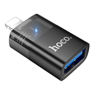 Переходник HOCO UA36A Lightning Male to USB female OTG transparent adapter black
