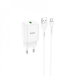 Сетевое зарядное устройство Hoco N26 Maxim 1USB/QC3.0/18W/Micro white