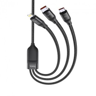 USB кабель Hoco U104 3-in-1 Ultra 6A Lightning+Micro+Type-C black