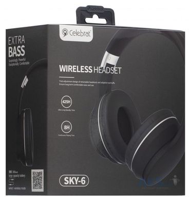 Bluetooth стерео гарнітура Celebrat SKY- 6 black