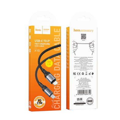 PD Кабель HOCO X102 Fresh PD charging data cable iP 27W/1m. Black