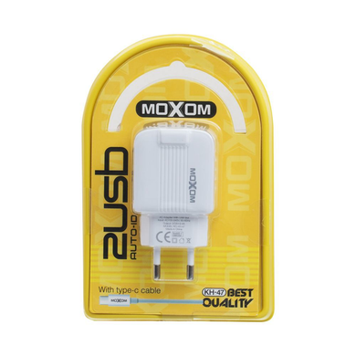 Сетевое зарядное устройство MOXOM KH-47 Type-C 2USB 2.4A white