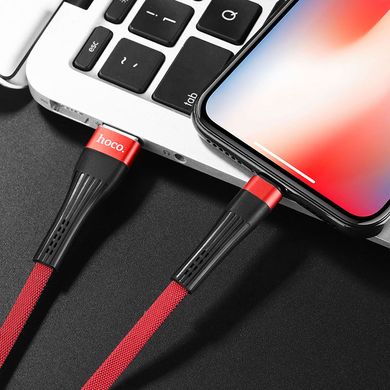 USB кабель HOCO U39 Slender Charging Data Lightning 2,4A/1,2m red&black