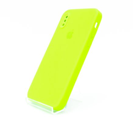 Силіконовий чохол Full Cover Square для iPhone X/XS neon green Full Camera