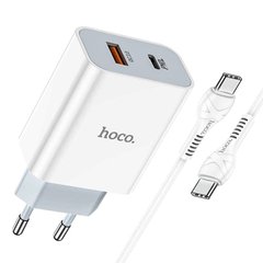 Мережевий зарядний пристрій Hoco C97A PD20W+QC3.0 charger 1PD/1USB/20W/PD/QC3.0/3A Type-C white