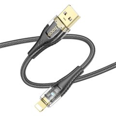 USB кабель HOCO U121 Golg standart Transparent Discovery Edition charging Lightning 1m black