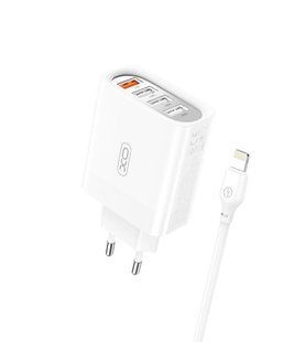 Сетевое зарядное устройство XO L100 36W (18W/1USB+ 2.4A/3 usb) QC 3.0 Lightning white