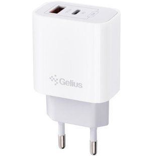 Мережевий зарядний пристрій Gelius Merge GP-HC060 GAN USB+Type-C 35W(QC/PD/PPS) white
