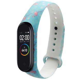 Ремінець Print Silicone Xiaomi MI Band 3/4 фламінго/блакитний (№18)