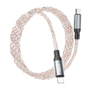 Кабель Hoco U112 Shine PD 20W charging cable Type-C to Lightning 3A/1m gray LED