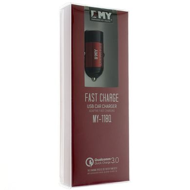 Автомобильное зарядное устройство EMY MY-118 QC3.0 Micro3A 1usb 1m red