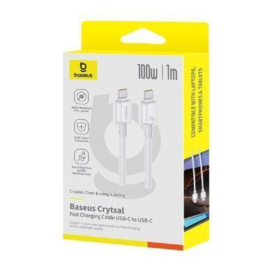 Кабель Baseus Crystal fast Charging Type-C to Type-C 100W 1m white