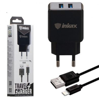 Мережевий зарядний пристрій Inkax CD-01- iPhone 2.4A black
