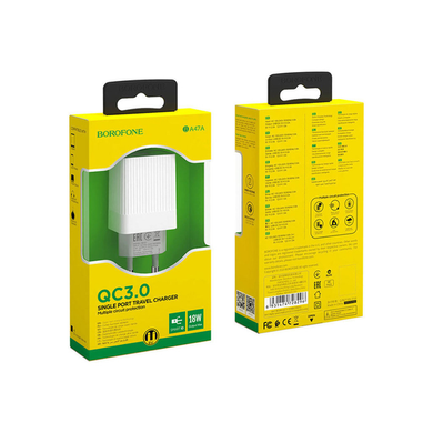 Сетевой блок питания Borofone BA47A QC3.0 3A 1usb (EU) white