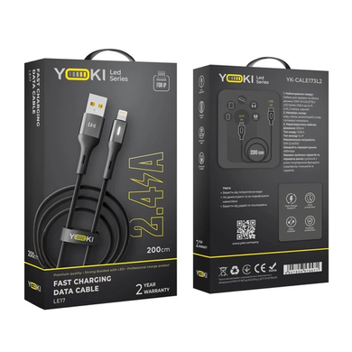 USB кабель YOKI SOLID YK-SO15 Lightning 2.4A 2m black