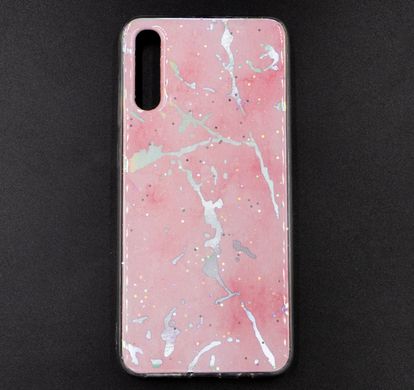 Силиконовый чехол Marble для Samsung A70 pink