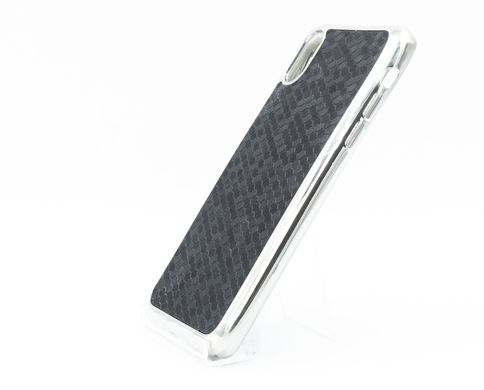 Силіконовий чохол фактурний з глянсовою рамкою для iPhone X black