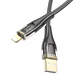 USB кабель HOCO U121 Golg standart Transparent Discovery Edition charging Lightning 1m black