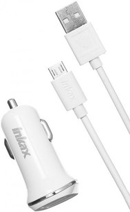 Автомобільний зарядний пристрій Inkax CD-05 2.4A 2USB micro white