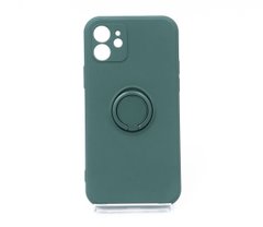 Чохол (TPU) Candy Ring для iPhone 12 dark green Full Camera