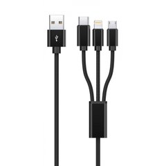 USB Кабель Proove Triple Connection 3 in 1 Type-C + Micro USB + Lightning 1,2m black