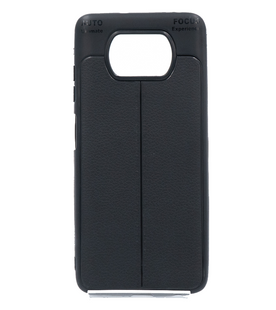 TPU чохол Фактурний для Xiaomi Poco X3 NFC black (імітація шкіри)