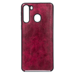 Чехол 2 в1 Кожа + силикон для Samsung А21 ruspberry Lava
