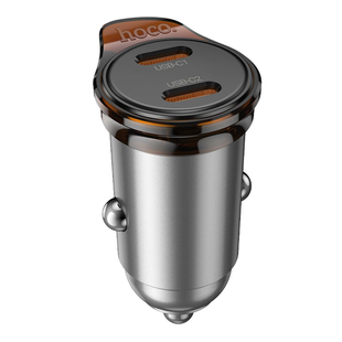 Автомобильное зарядное устройство Hoco NZ16B 2USB-C QC/PD45W gray