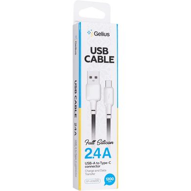USB кабель Gelius Full Silicone GP-UCN001C Type-C 1.2m (18W) black/white