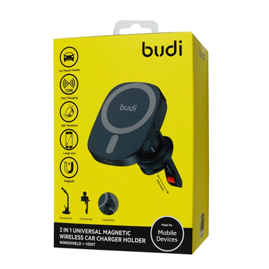 Автотримач CM570B Budi Wireless Car Сharger Phone Holder black