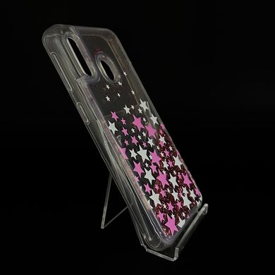 Накладка Liquid Hearts для Samsung A40 жидкие блестки pink star