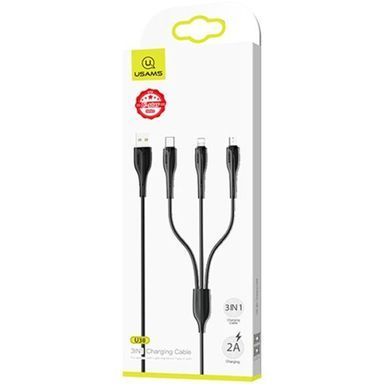 USB Кабель Usams US-SJ374 U38 3IN1 Lightning+Micro+Type-C 1m