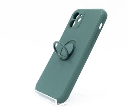 Чохол (TPU) Candy Ring для iPhone 12 dark green Full Camera