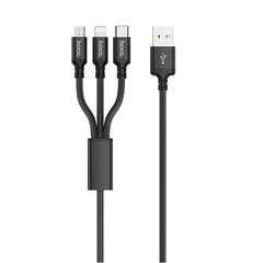USB кабель Hoco X14 Times Speed for Combo 3in1 Lightning+micro+type-C 2A/1m black