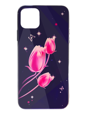 TPU+Glass чохол Fantasy для iPhone 11 Pro Max з глянцевими торцями тюльпани