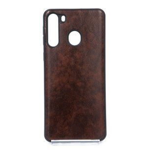 Чехол 2 в1 Кожа + силикон для Samsung А21 dark brown Lava