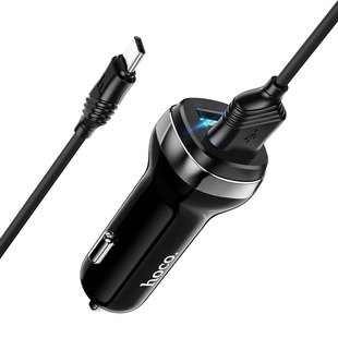 Автомобільний зарядний пристрій HOCO Z40 Superior 2USB/2,4A + Type-C Cable Black