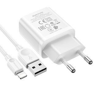 Сетевой блок питания Borofone BA52A Lightning 2.1A 1usb 1m (EU) white