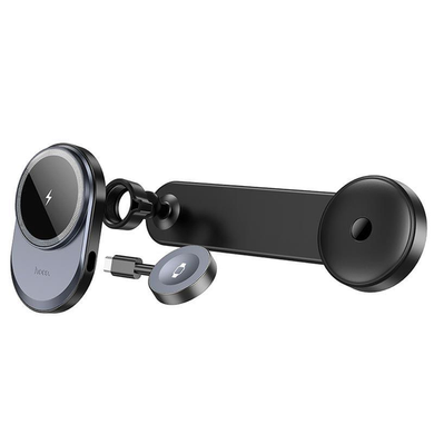 Автотримач із бездротовим ЗП Hoco HW28 2in1 на плоску поверхню black/gray