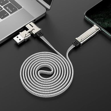 PD/USB кабель HOCO S22 Magic Cube 3-in-1 PD/Lightning/USB 60w/1.2м gray-white